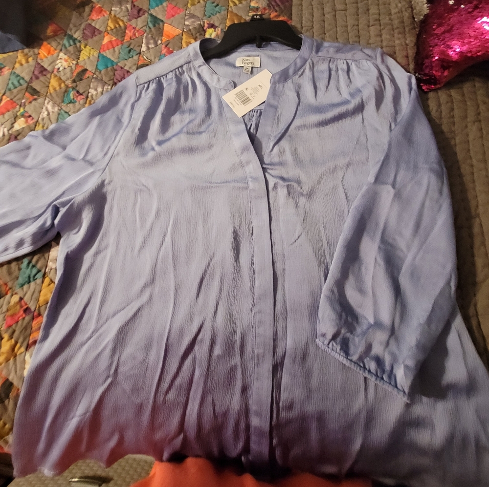 Kim Rogers Sky Blue Woven Blouse - Picture 11 of 11